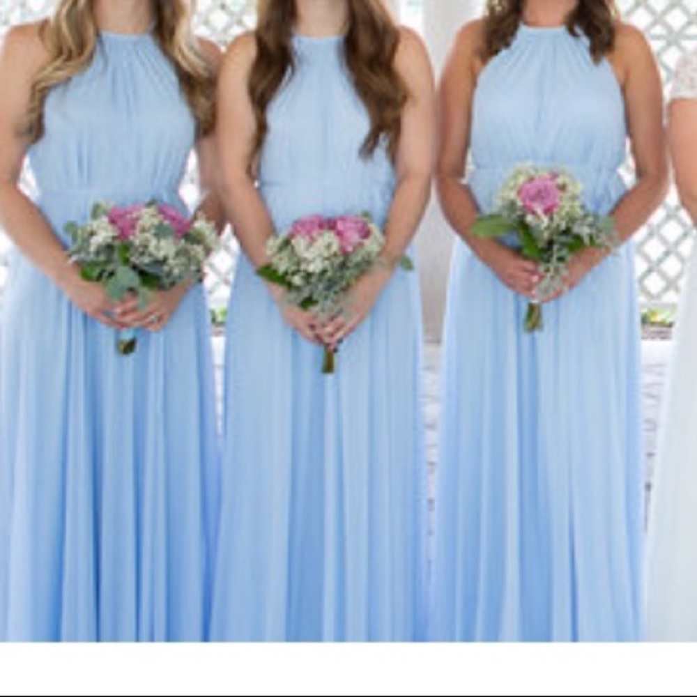 David’s bridal bridesmaid dress. Ice blue